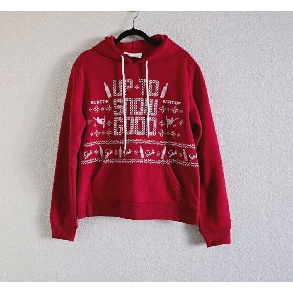 BURTON X STOLI Vodka Red White Up To Snow Good Hoodie Sweatshirt Size Medium Men
